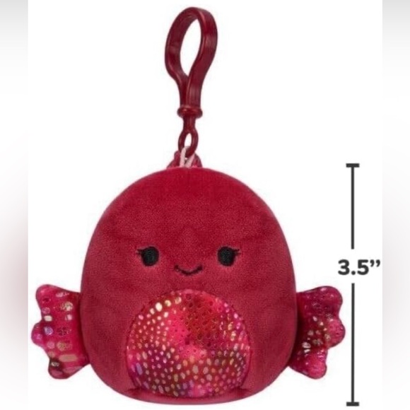 NEW Squishmallow  3.5” clip-On Barella The Beta Fish, Small, Red plush kids - Picture 2 of 6